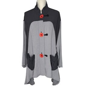Aug 27 a.m. lagenlook big red‎ button jacket One Size